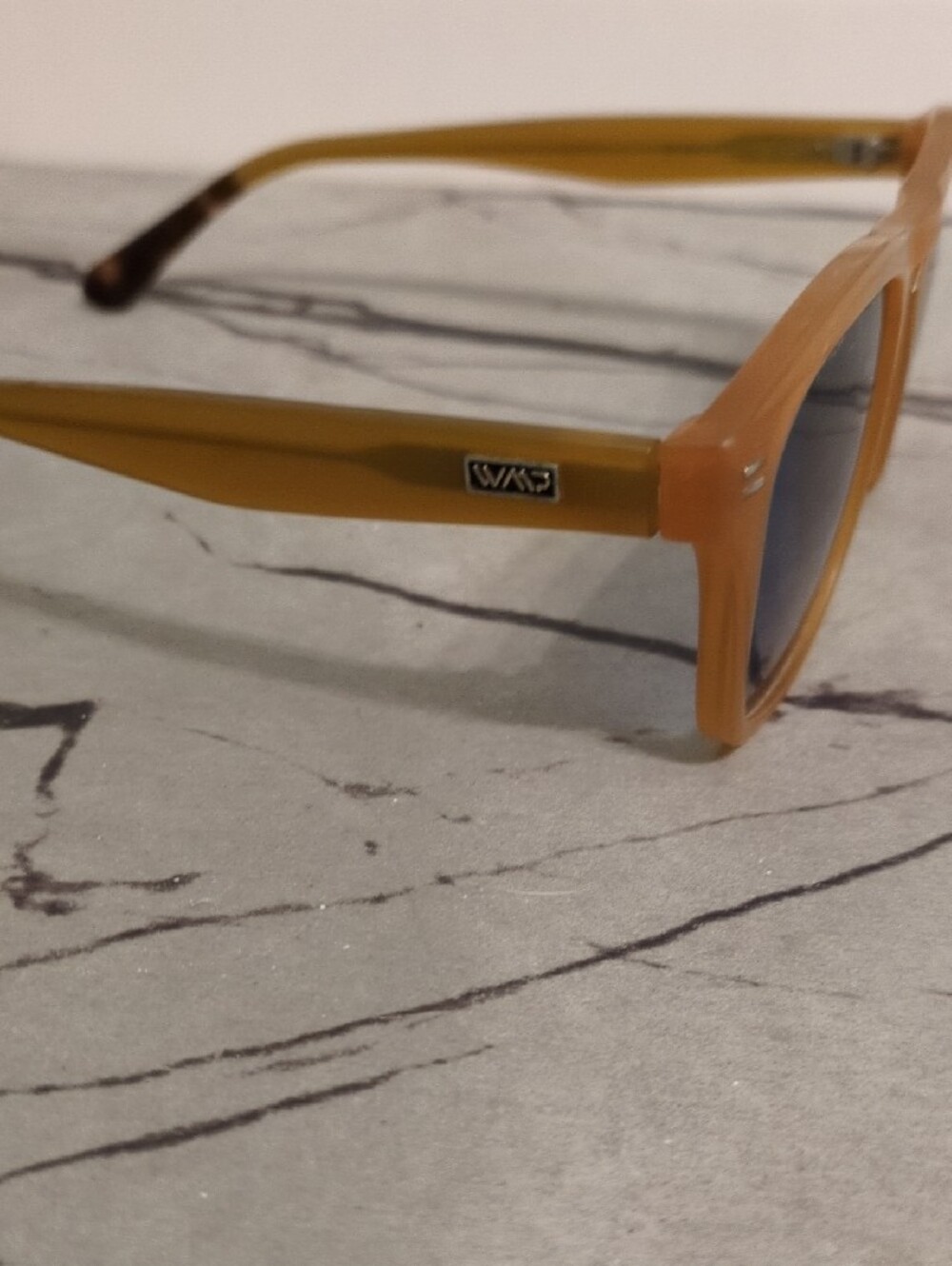 Men's Brown Frame Sunglasses with Blue Lenses - Picture 2 of 5